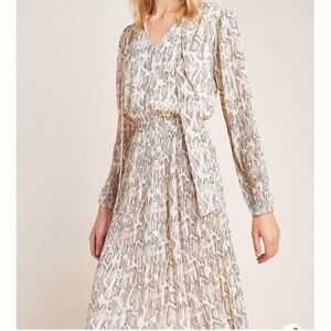 Anthro Chiffon long-sleeve Midi Dress